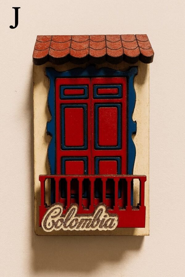 Colombian Balcony Magnet – 3D Wooden Souvenir from Colombia – Realistic Handmade Fridge…