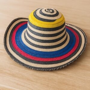 Authentic Colombian Vueltiao Hat – Handmade in Caña Flecha – Tricolor, Black & White, B…