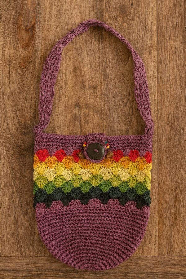 Handmade Wayuu Crossbody Bag | Colorful Crochet Shoulder Purse | Colombian Artisan Bag